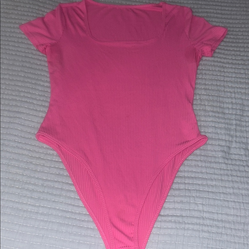 SHEIN Pink Ribbed Bodysuit